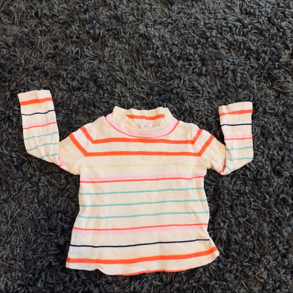 Mock neck little girls rainbow T-shirt cotton